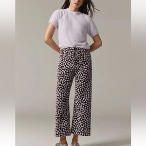 Anthropologie Colette Cropped Velvet Wide Leg Floral Pant Maeve Trousers 25 NWT